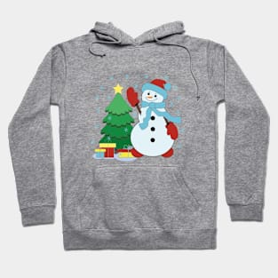 Christmas. Snowman. Christmas tree. Presents. Hoodie